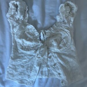 Princess Polly White Ruffled Women's Top Size 2